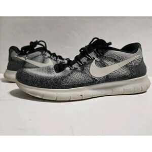 Nike Free Rn Shoes Womens 7.5 880840-002 Wolf Gray Black Running Lace Up